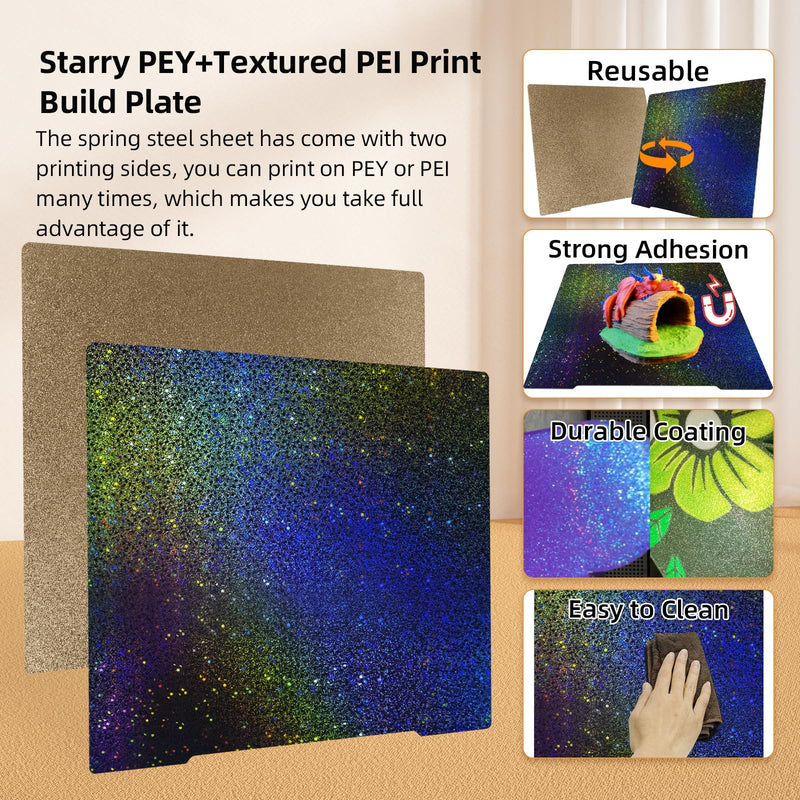 [Australia - AusPower] - Upgrade Platform for Prusa i3 MK3 Build Plate, Double Sided Smooth PEO+Textured PEI Spring Steel Flexible PEI Sheet 241x253.8mm for Prusa I3 MK2 2.5S MK52 MK3S MK3S+ MK4 3D Printer PEO PEI (No Magnetic Plate) 