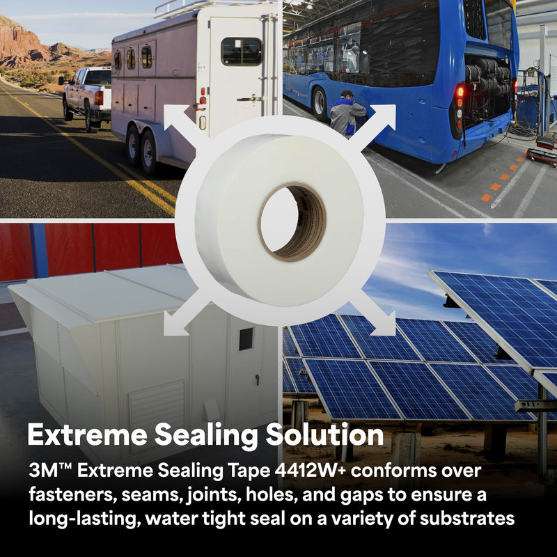 3M 4412W+ Extreme Sealing Tape, White, 80 mil, 1in x 5yd 1 Inch x 5 yards