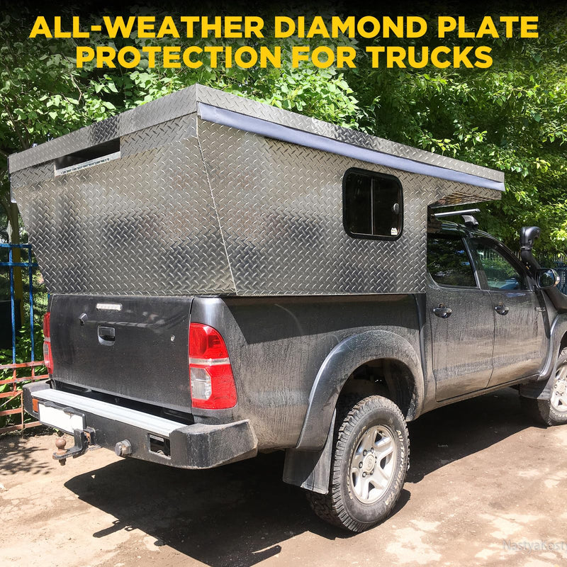Aluminum Diamond Plate Sheet Metal, Mill Finish Diamond Sheet, Tread Texture Metal Panel Easy to Cut/Drill — for Commercial & Residential Use, Truck Beds, Trailers, Garage Walls & Cabinets, 120" × 4" 120x4In 0.045" Thick