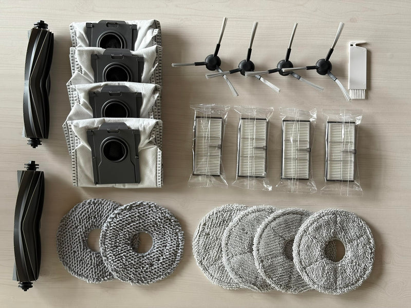 Accessories for Dreame L10s Ultra Heat ONLY; X30 Ultra mops/Wipes X6; dust Bag X4; Filter HEPA X4; Main Brushes X2; Side Brushes X4 Spare Parts L10s Ultra Heat/X30