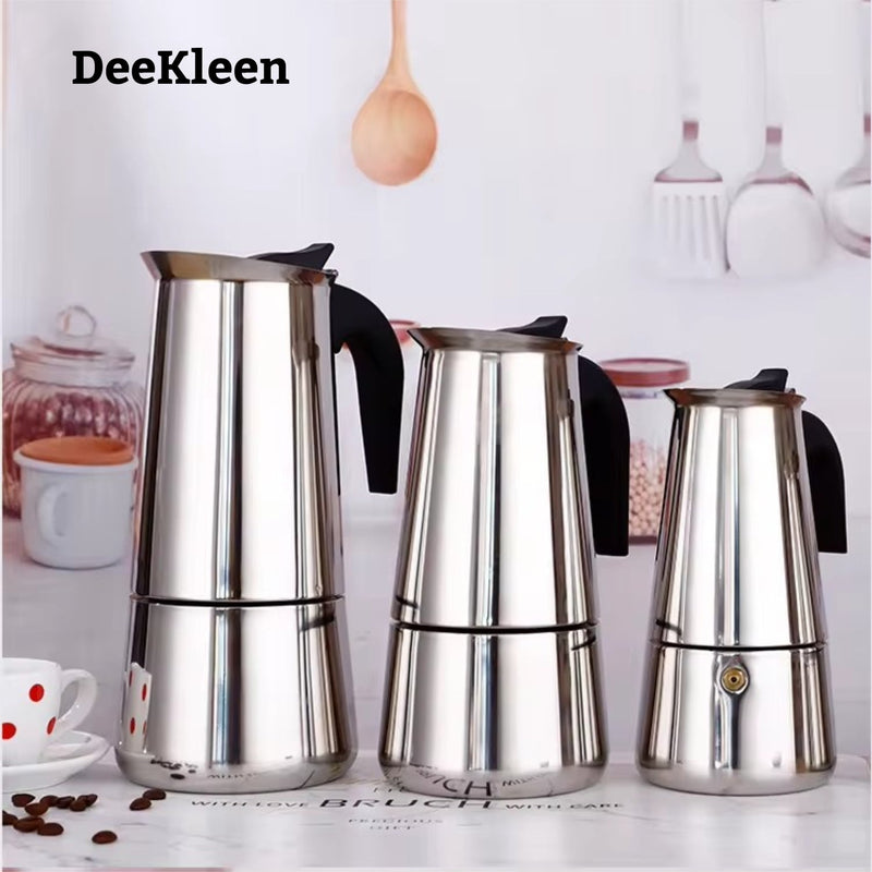 Stainless Steel Moka Pot Espresso Maker,Stovetop Moka Pot, Percolator Coffee Pot,Italian Coffee Maker,Cuban Café Brewing,Greca Coffee Maker (6 CUP) 6CUP 300ml