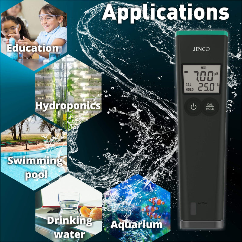 JENCO Digital Non-Bluetooth pH610N pH Meter - Pocket Size, Ideal for Hydroponics & Aquarium - Professional Lab Quality