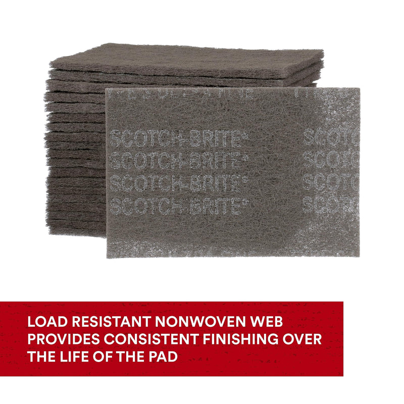 [Australia - AusPower] - Scotch-Brite Ultra Fine Grade 7448 Hand Pad, Pack of 3, 6 in x 9 in Hand Pads, Nonwoven Silicon Carbide, Surface Preparation, Scuffing, and Cleaning, Gray 