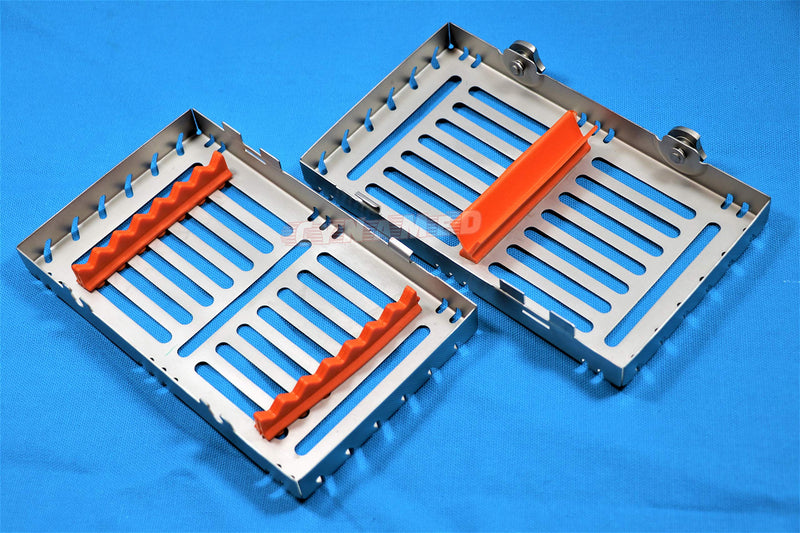 [Australia - AusPower] - German Stainless 1 Heavy Duty Dental Autoclave Sterilization Cassette Box Tray for 7 Instruments Button Type Detachable Cynamed 