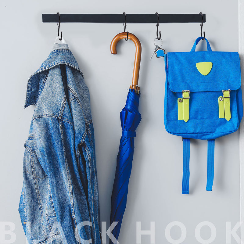 [Australia - AusPower] - Vantasii 10 PCS S Hooks, Rustproof S-shaped Hook with Safety Buckle Heavy Duty Metal S Hanging Hook for Clothes, Pots, Pans, Kitchen Utensil, Cubicle, Closet Rob, Bags (3.5 inch, Black) 