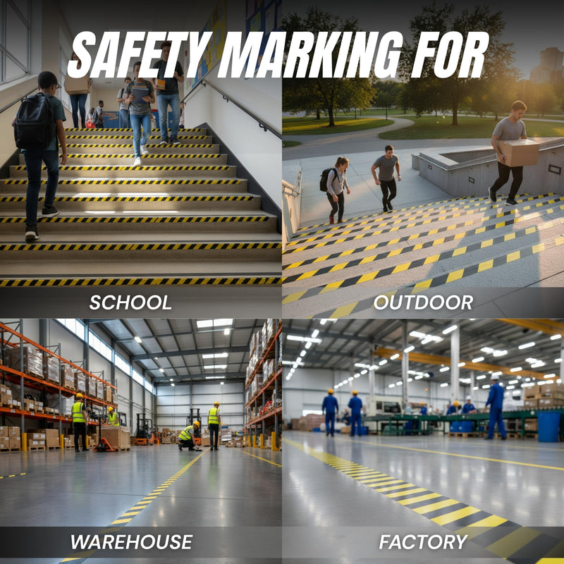 Tapix 2 Inch x 108 Feet Black & Yellow Tape Roll - Safety Stripe Waring Tape for Floor - Highly Adhesive Waterproof Hazard Tape for Floors, Walls, Staircase, Pipes, Equipment, Dangerous Area 1