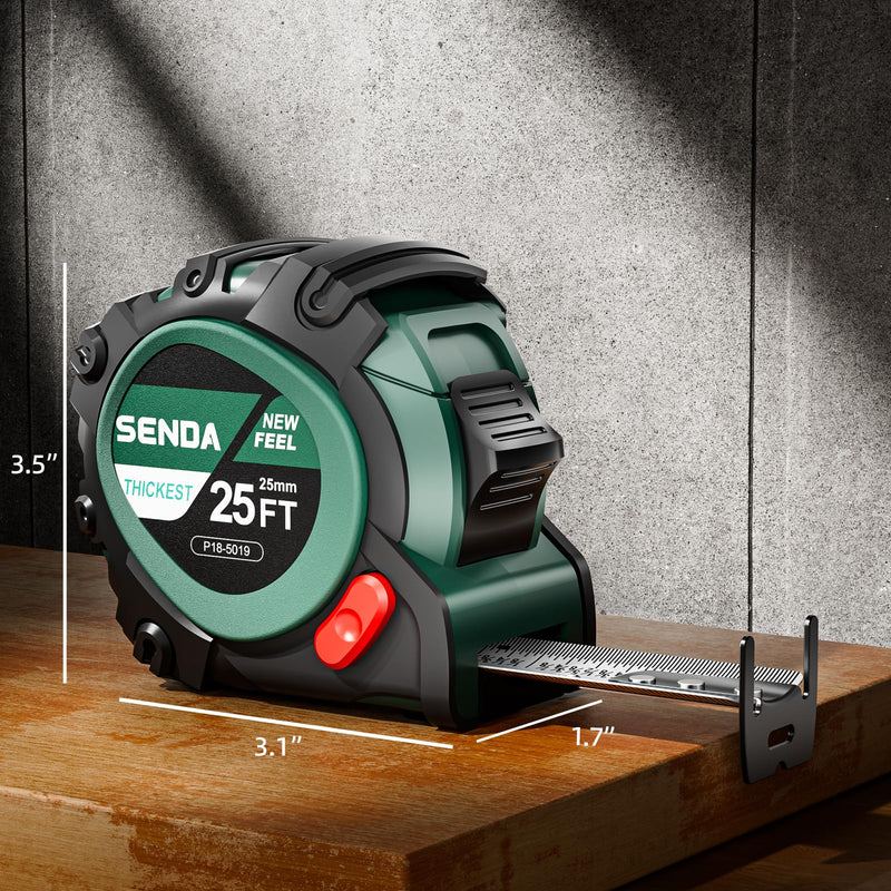 [Australia - AusPower] - Tape Measure 25Ft,Heavy Duty Measuring Tape with 25mm Wide with Three Stops, High Precision Retractable Measuring Tape,Rubber for Comfortable Grip, Fraction Markings(25FT*2) 2 7.6 m 