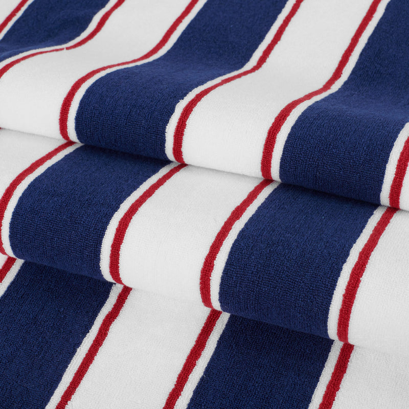 Aston & Arden Striped Beach Towel - Oversized 35 x 70 Soft Plush Thick Cotton, 600 GMS Heavy & Luxury for Pool Chairs, Resort, and Hot Tub, Navy/Red 1