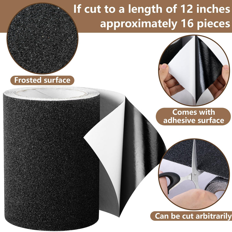 16.4Ft x 6In Marine Boat Non-Skid Traction Tape-Boat Anti Slip Adhesive Tape-Black Anti Slip Traction Tape for Boat Trailer Fenders Steps 16.4Ft x 6In