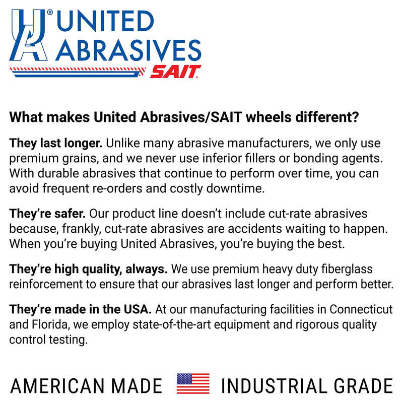 [Australia - AusPower] - United Abrasives-SAIT 20063 A24R General Purpose/Long Life Grinding Wheel (Type 27/Depressed Center) 4 1/2" x 1/4" x 7/8", 25-Pack 