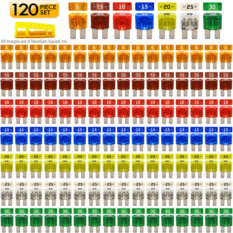 [Australia - AusPower] - Micro2 APT ATR 120 Piece Automotive Commercial Car Fuse Assortment (119 Micro 2 Blade Fuses + Fuse Puller) 5A 7.5A 10A 15A 20A 25A 30A 