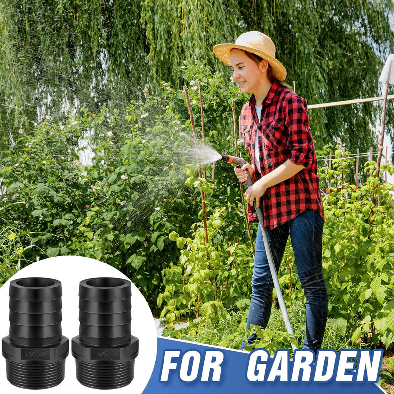 [Australia - AusPower] - 2 Pieces PVC Tube Fitting Adapter Barbed Hose Fittings Barbed x NPT Male(1-1/2",Black,2 Pcs) 1.5 Inch Black 2 