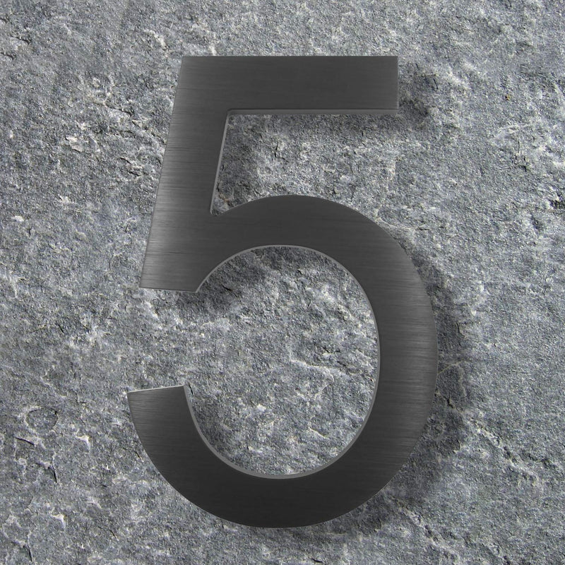 Cobata 10 Inch House Numbers- Modern Floating Street Home Address Number-Large Contemporary Aluminum Brushed Finish Number, Black (Number 5) Number 5