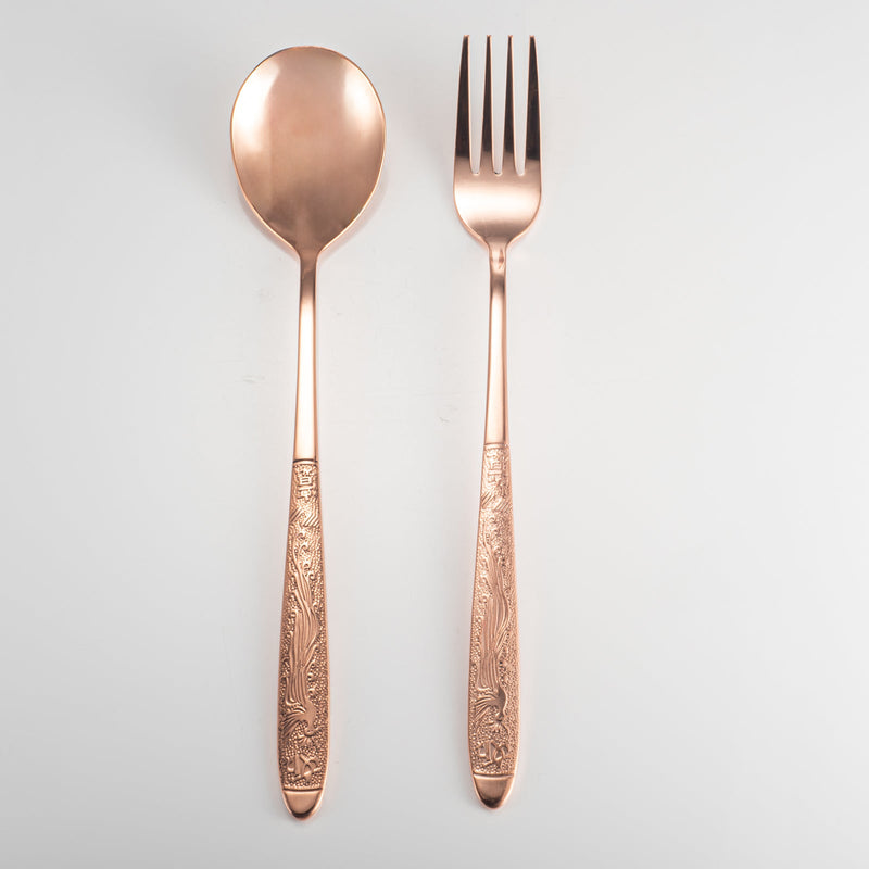 99.99% Pure Copper Utensils, Copper Flatware with Chinese Beautiful Meaning, Suitable for Kitchen, Home, Wedding, Party, Dishwasher Safe (2 Type) Set 2