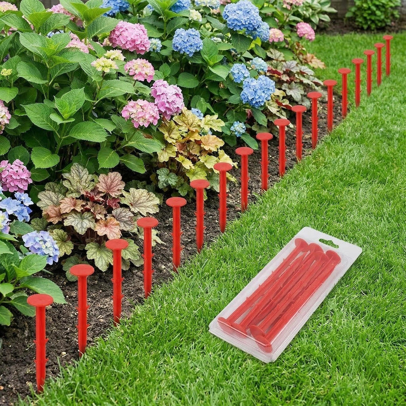 30 Pack 5.9 Inch Red Property Line Markers, Survey Stakes for Garden Edging, Lawn Boundaries, Weed Barrier, Landscape Fabric, High Visibility Survey Markers