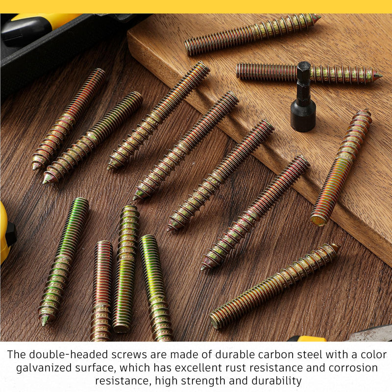 [Australia - AusPower] - Hicarer 20 Pack 5/16-18 x 2 Inch Hanger Bolts Double Headed Bolts with Driver Self Tapping Screw Threaded Rod Screws for Furniture Double Headed for Wood Furniture Joint 