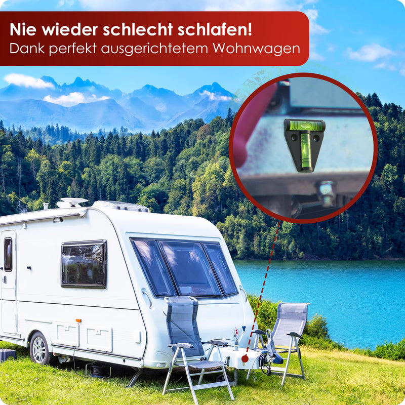 [Australia - AusPower] - WEIDEBACH® 2 x Robust Spirit Level, Small, Magnetic Mini Spirit Level, Black, Small Spirit Level, Shatterproof, Camping Spirit Level, Caravan, Cross Spirit Level 2 Stück 