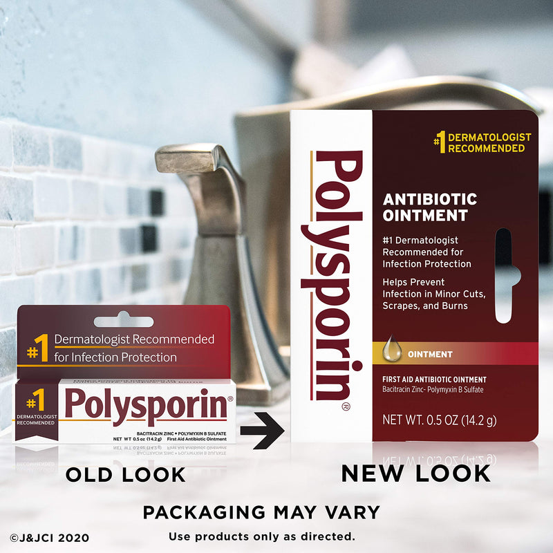 [Australia - AusPower] - Polysporin First Aid Topical Antibiotic Skin Ointment with Bacitracin Zinc & Polymyxin B Sulfate, for Infection Protection & Wound Care, Neomycin-Free, Travel Size, 0.5 oz 