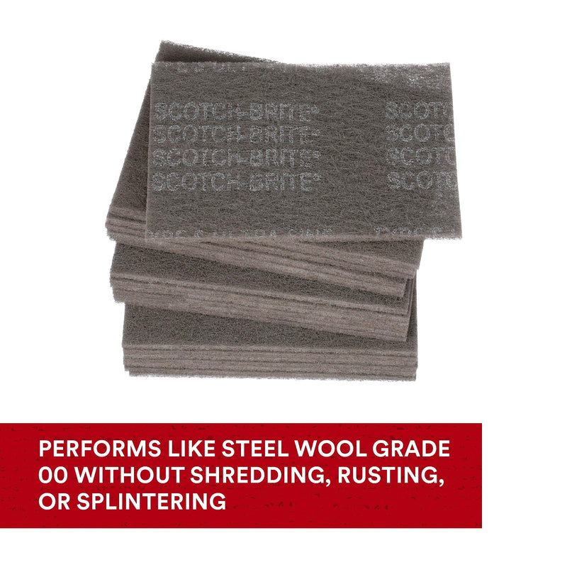 [Australia - AusPower] - Scotch-Brite Ultra Fine Grade 7448 Hand Pad, Pack of 3, 6 in x 9 in Hand Pads, Nonwoven Silicon Carbide, Surface Preparation, Scuffing, and Cleaning, Gray 