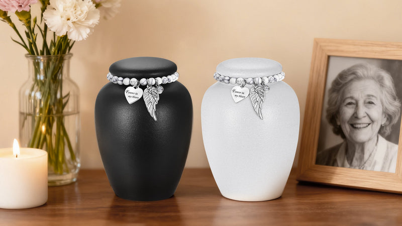 SOITIS Urn for Human Ashes Keepsake- 4.8 Inches White Ceramic Urn Ashes Keepsake, Memorial Holder Decorative Urn, Funeral Cremation Urns for Women Men Small Urn for Human Ashes