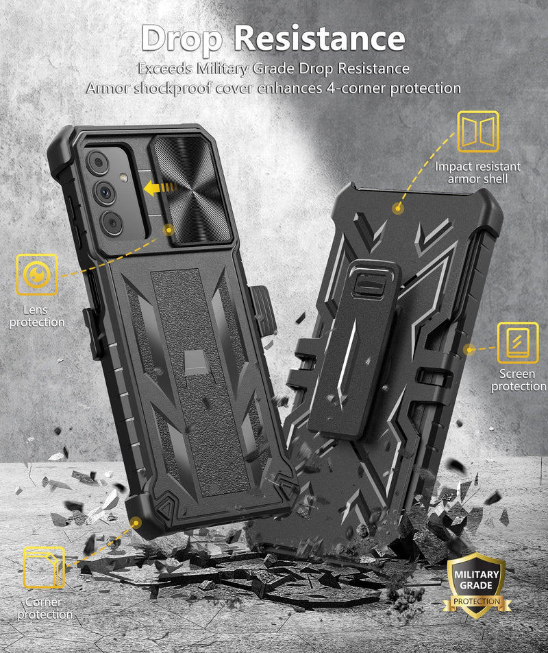 [Australia - AusPower] - Case for Samsung Galaxy A13 5G: Military Grade Drop Proof Protection Rugged Protective A13 5G/4G Phone Cover with Belt Clip Holster Kickstand & Slide - Shockproof TPU Matte Textured Bumper - Black Matte Black 