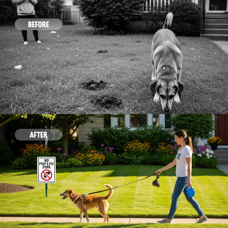 SmartSign 10 x 7 inch “No Poop And Pee Zone” LawnPuppy Yard Sign and 18 inch Stake Kit, 40 mil Laminated Rustproof Aluminum, Red, Black and White, Set of 1 7" x 10" Aluminum Sign with 18" Stake