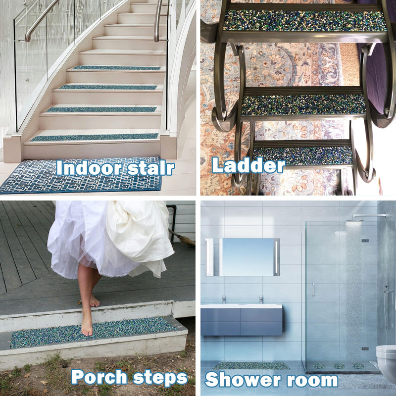 CHUANGSEED Blue Rubber Anti-Slip Tape 4" x 15ft Multi-Purpose Heavy Duty, Outdoor/Indoor Waterproof, Safety Anti-Slip Tape for Stair Tread Traction, Pool,Trail, Bathroom, Wooden Stair 4''X15FT