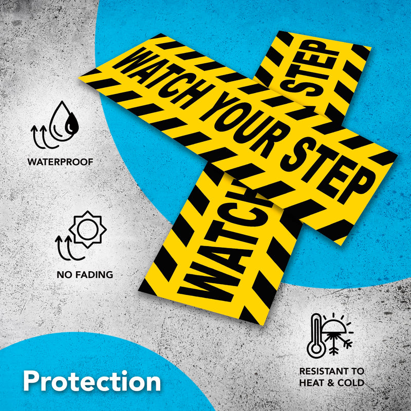 [Australia - AusPower] - 2 PC Watch Your Step - 10x3 Watch Your Step Floor Sticker - Watch Your Step Sticker - Caution Stickers - Watch Your Step Sign for Floor Outdoor/Indoor Yellow 