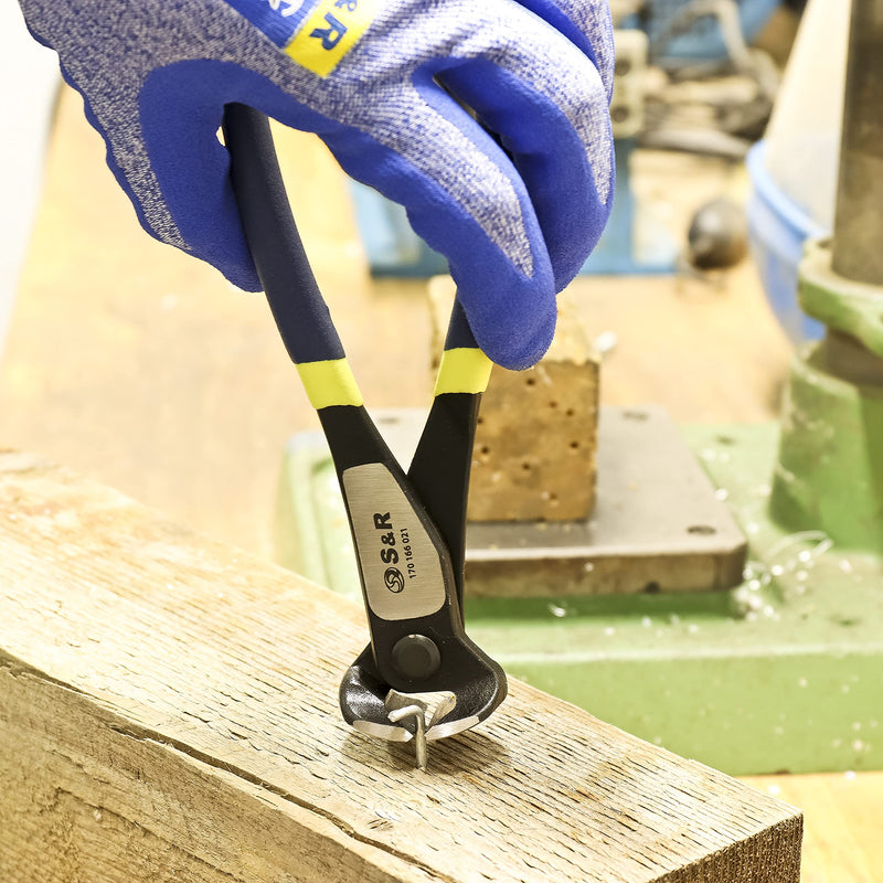 S&R Pincers, Wire Pliers, End Cutters 200 mm, Sharp Resistant Cutting Edges for Intensive Use, Heavy Duty 70C Steel, HRC 66 Hardness, Non-Slip Double Coated 2K Handles 20 cm