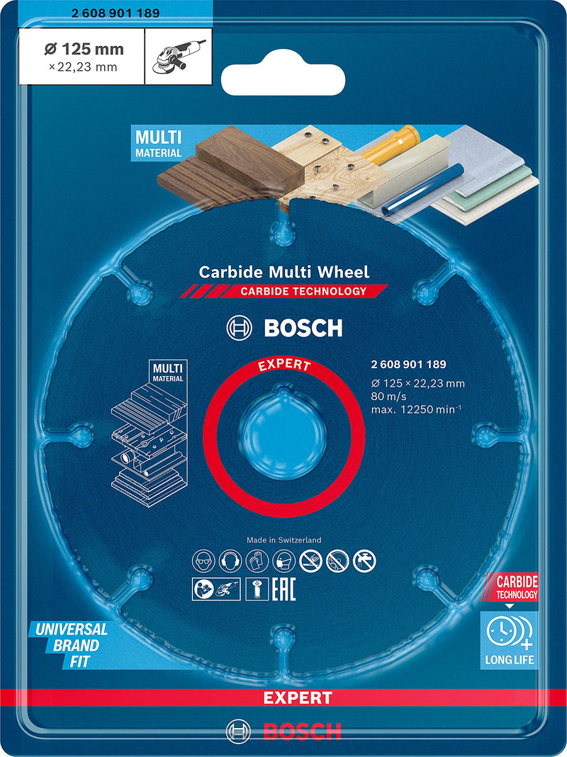 [Australia - AusPower] - Bosch Professional Expert Carbide Multi Wheel cutting discs (for Hardwood, Diameter 125 mm, Accessories Small Angle Grinder) 1 pcs Ø 125 mm M14 .NEW Version 1 piece 