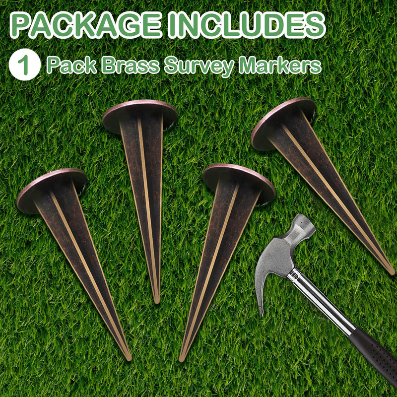 1 Pack Permanent Property Line Markers, 7x3 Inch Boundary Markers for Property Land Survey Stakes Heavy Duty Brass Survey Pin for Home Depot Septic Tank Yard Paver Ground Landscape Surveying 1 PCS