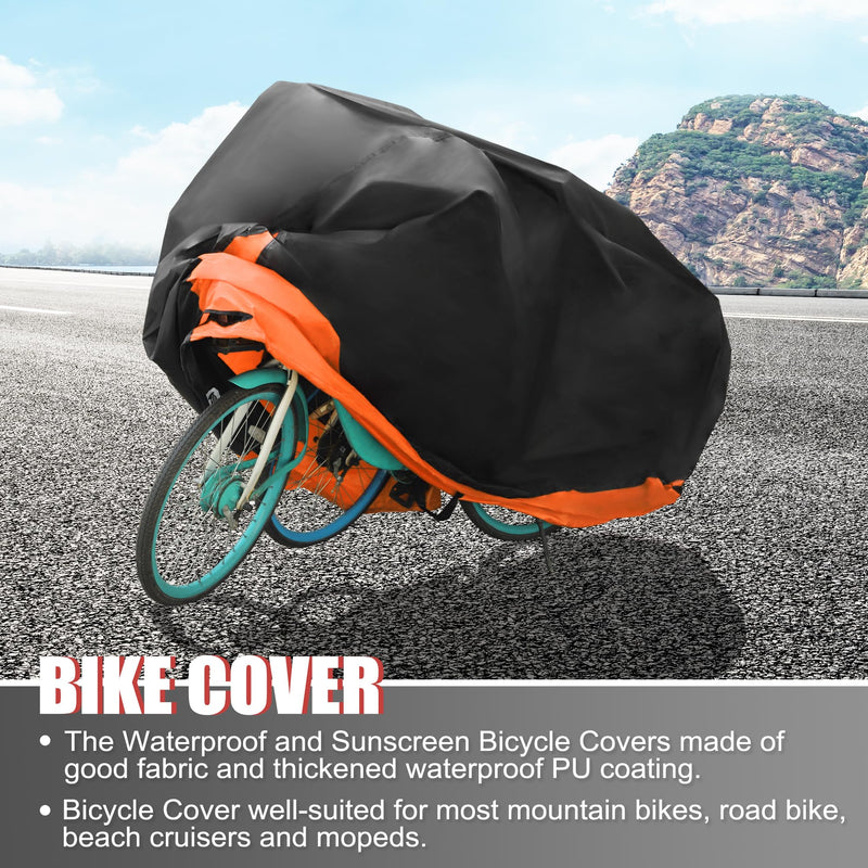 uxcell Bike Cover Outdoor Waterproof Bicycle Cover Sun Dust Wind Proof Bike Rain Covers for Mountain Road Electric City Bike Orange X-Large