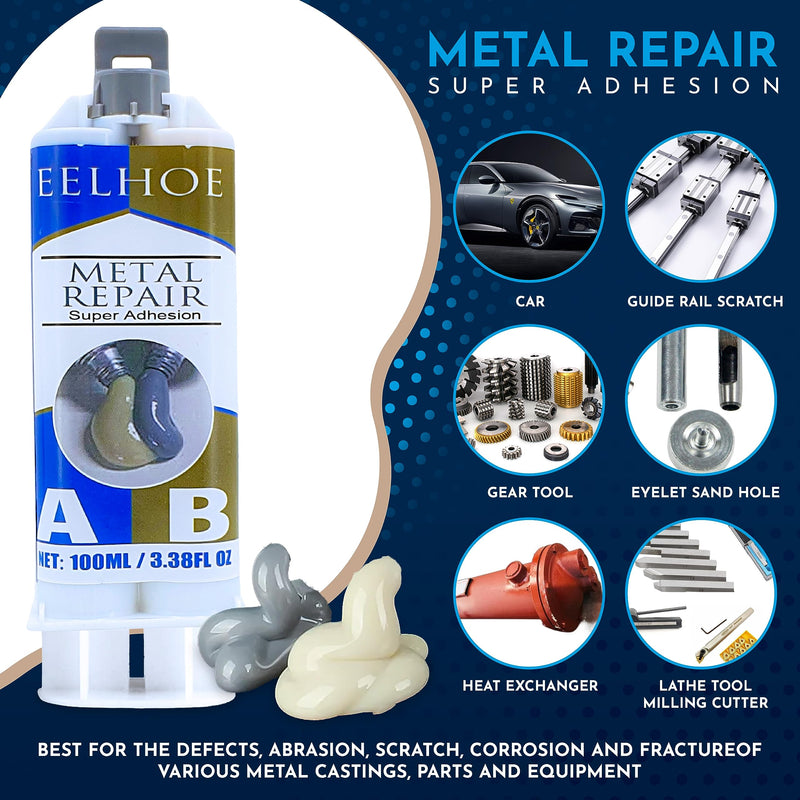 [Australia - AusPower] - Metal to Metal Glue - 2 Pack (200g), Metal Repair Epoxy Glue,Metal Epoxy Weld, 2 Part Epoxy Glue Heavy Duty,High-Temperature Heat Resistant Adhesive, Plastics (100 gram) 100 gram 