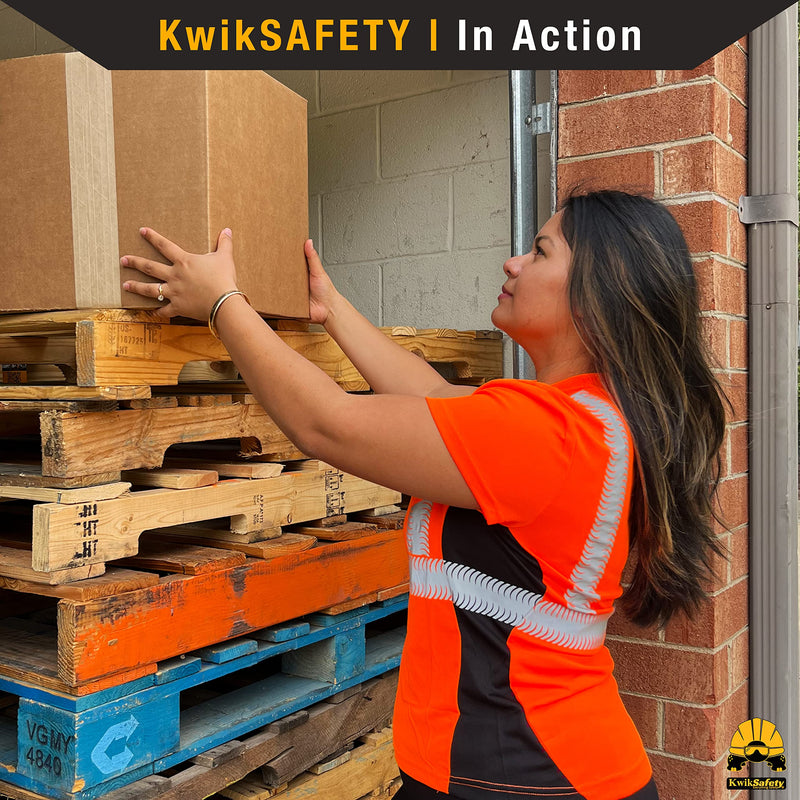 KwikSafety - Charlotte, NC - Vixen Hi Vis Short Sleeve Safety Shirt for Women [Angel Hair Reflective Tape] Large Orange