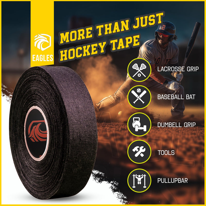 EAGLES 12 Pack Black Ice Hockey Tape Lacrosse Tape