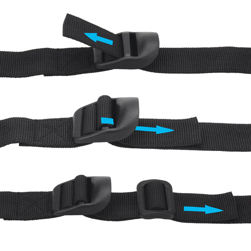 [Australia - AusPower] - Wisdompro Sleeping Bag Strap, 2 Pack of Heavy Duty Utility Straps for Backpacking, Sleeping Bag Compression, Luggage, Camping, Hiking with Plastic Buckle - 48 inch, Black 48 inches 
