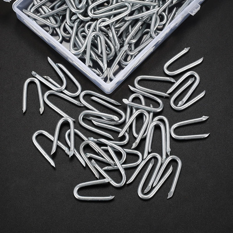 [Australia - AusPower] - 250 Pcs Steel Wire Fencing Staples, Wire Staples, Galvanized Steel Fence Staple Nails, Heavy Duty U-Shaped Fasteners Staples Nails for Woven Wire Mesh Fencing 
