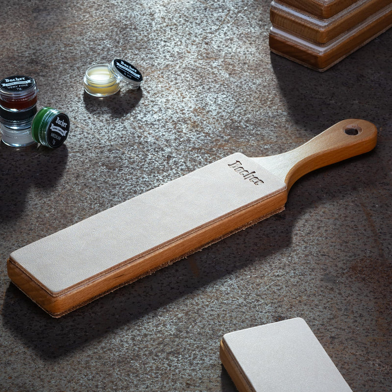 [Australia - AusPower] - Bacher Premium Leather Strop for Knife Sharpening with Polishing Compound - Double Sided Stropping Leather – Stropping Kit: Knife Strop and Stropping Compound for Wood Carving and Woodworking 