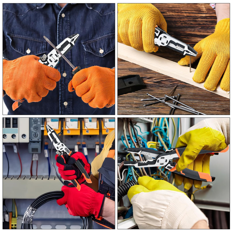 [Australia - AusPower] - TOOLEAGUE 9-in-1 Wire Stripper Tool, Cable Cutters, C-RV Multifunctional Needle Nose Pliers for Electric Cable Stripping Cutting and Crimping 9 in 1 Wire Stripper Tool 
