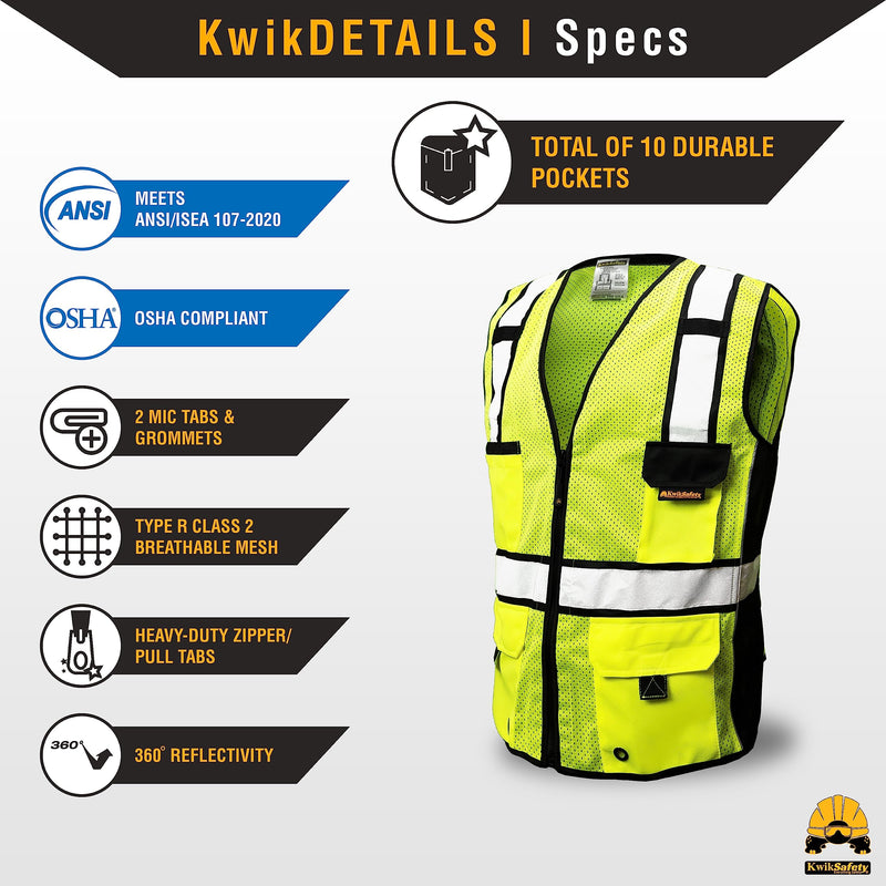 KwikSafety - Charlotte, NC - RoadBOSS Econ & Premium Safety Vest Class 2 Reflective Vest ANSI OSHA Safety Vest for Men 1 Pack XX-Large Yellow