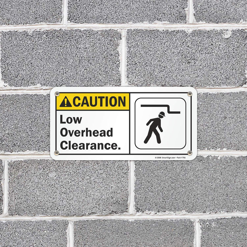 SmartSign "Caution - Low Overhead Clearance" Label | 5" x 10" Glow-in-the-Dark Laminated Vinyl