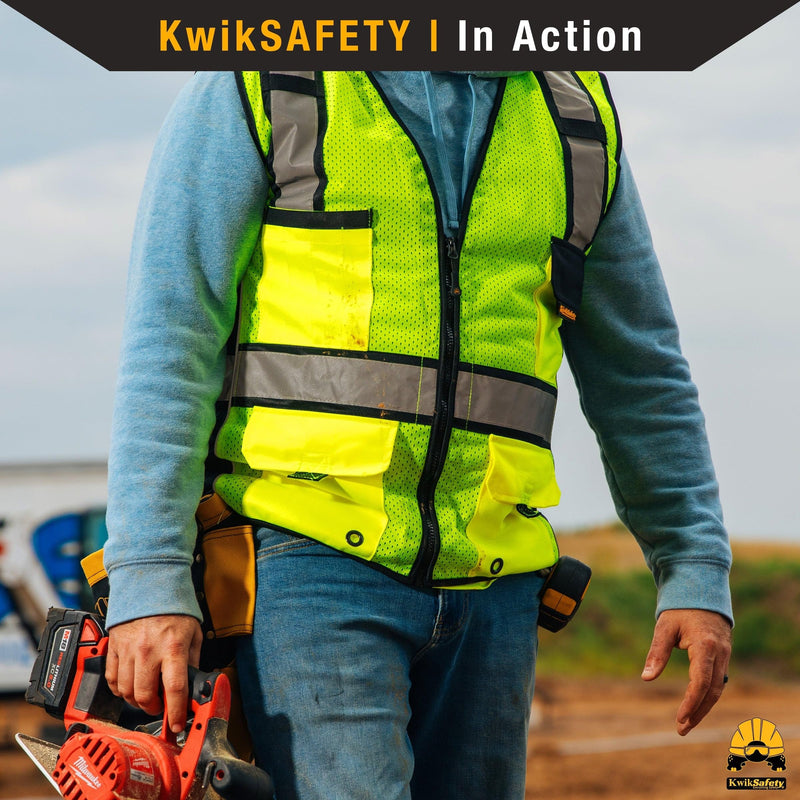 KwikSafety - Charlotte, NC - RoadBOSS Econ & Premium Safety Vest Class 2 Reflective Vest ANSI OSHA Safety Vest for Men 1 Pack XX-Large Yellow
