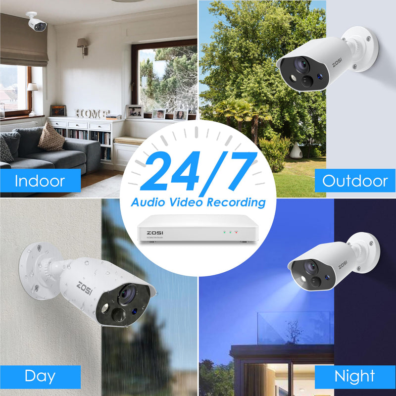 [Australia - AusPower] - ZOSI 1080P HD-TVI Security Camera with Audio, 2MP 1920TVL Indoor Outdoor Surveillance Home Camera, Night Vision, PIR Motion Detection, IP66 Weatherproof, Only Work with ZOSI 3K Lite CCTV DVR Wired-1Cam 