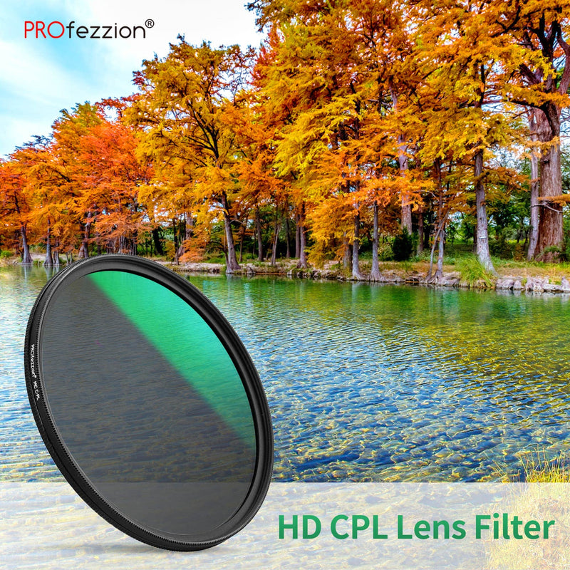 [Australia - AusPower] - PROfezzion 58mm Circular Polarizer Filter for Canon EOS Rebel T7 T6 T8i T7i T6i T6s SL3 with EF-S 18-55mm Kit Lens, Ultra Slim Multi-Coated Circular Polarizing Filter 12 Layers CPL Camera Lens Filter 