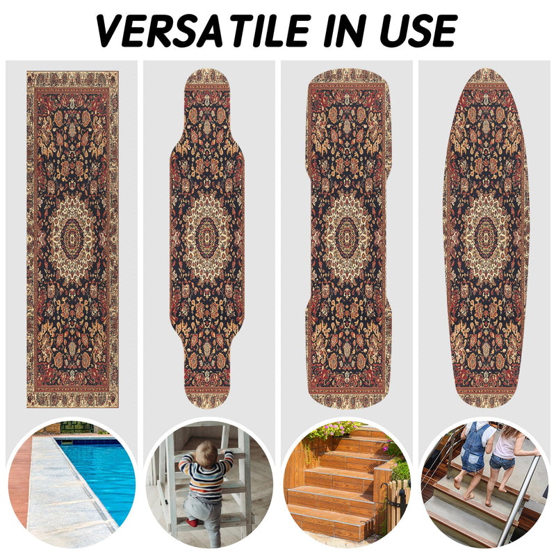 Vintage Brown Rug Grip Tape Dark Brown Retro Carpet Western Aesthetic Skateboard Grip Tape 33x9 inch Non-Slip Sandpaper Tape, Grip Tapes for Skateboard Longboard Roller Board Stair Treads Brown carpet