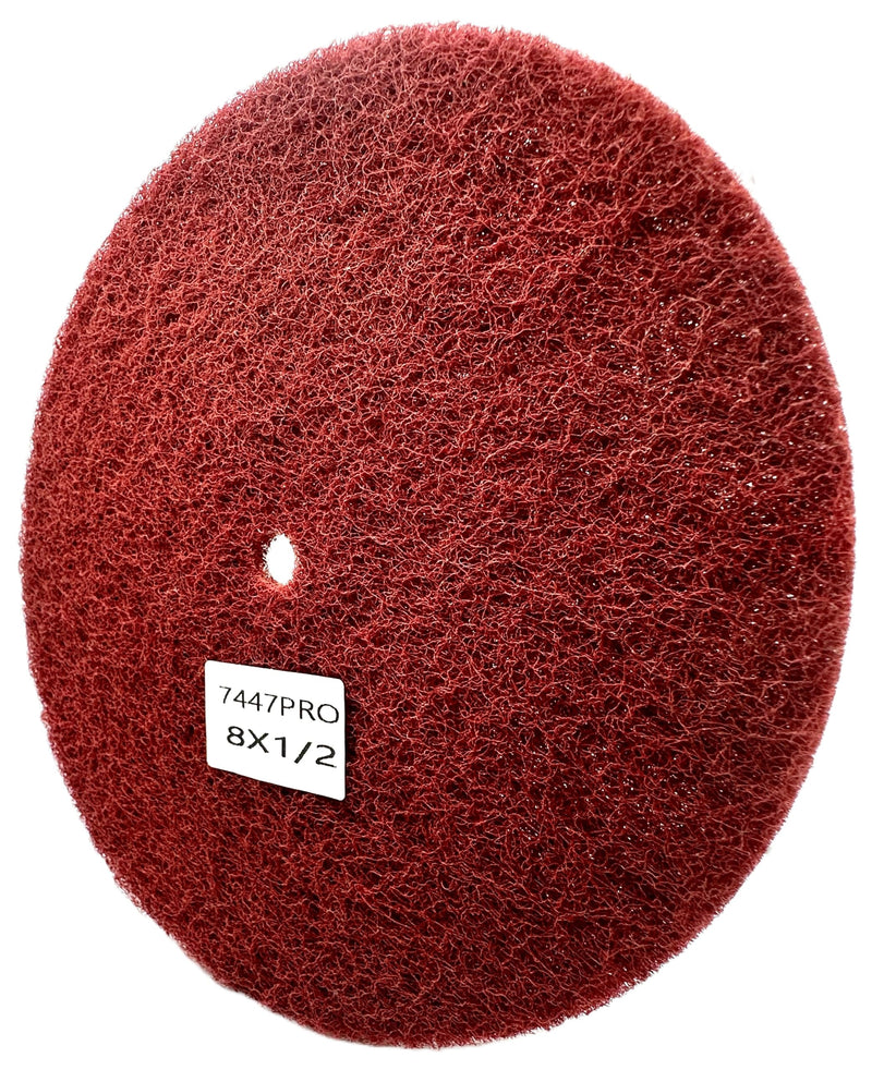 4 Pack 8” x 1/2” Very Fine 7447 PRO Non-Woven Buffing, Blending, Cleaning, Light Deburring & Finishing Discs, Pack of 4