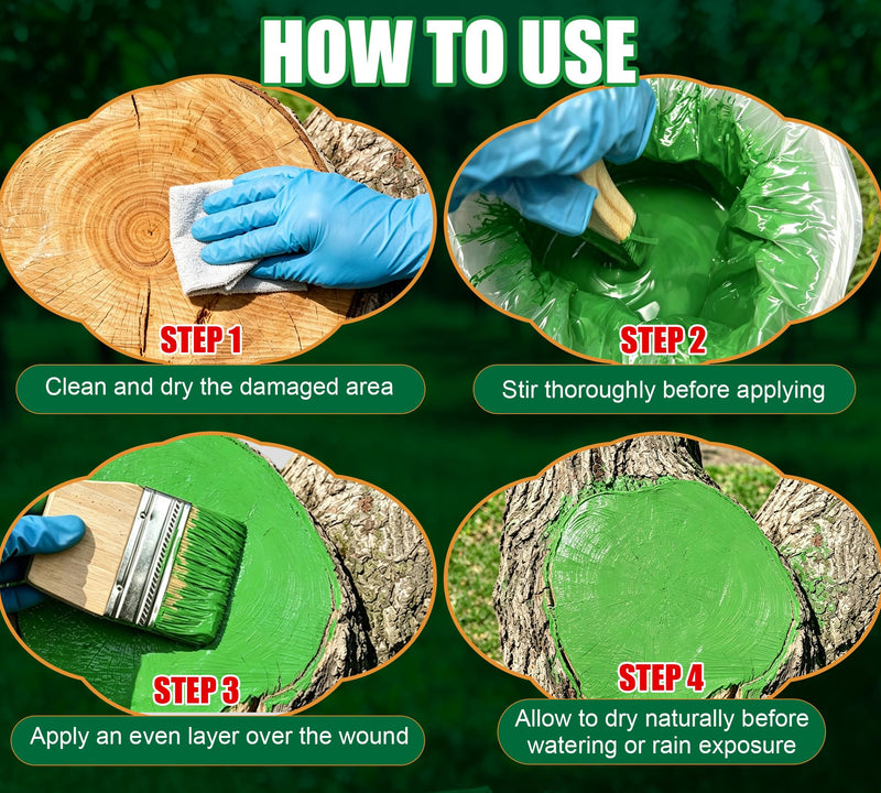 Tree Wound Sealer, 17.6oz Water-Based Tree Pruning Sealer with Brush, Reduce Sap Loss for Long-Lasting Protection, Trees Wound Dressing for Pruning Cut, Grafting, Damage Repair, Bonsai, Fruit Trees