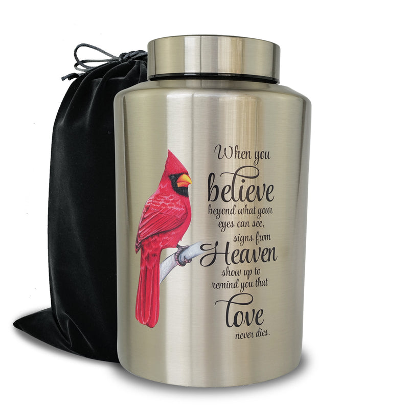 CHIEMOT Large Cremation Urns for Human Ashes, for Adult Female & Male 220 lbs - Standard Cardinal