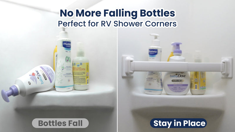 Safoner RV Shower Corner Storage Bar, Bathroom Shelf Caddy for Organization 2 Packs