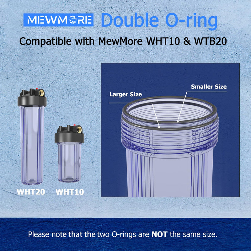[Australia - AusPower] - WHT10 & WHT20 (Clear) O-Ring Replacement, Seals, Gaskets Fit for MewMore WHT10 & WHT20 (Clear) 10"X4.5", 20"X4.5" Whole House Water Filter Housing, 2 Pack 